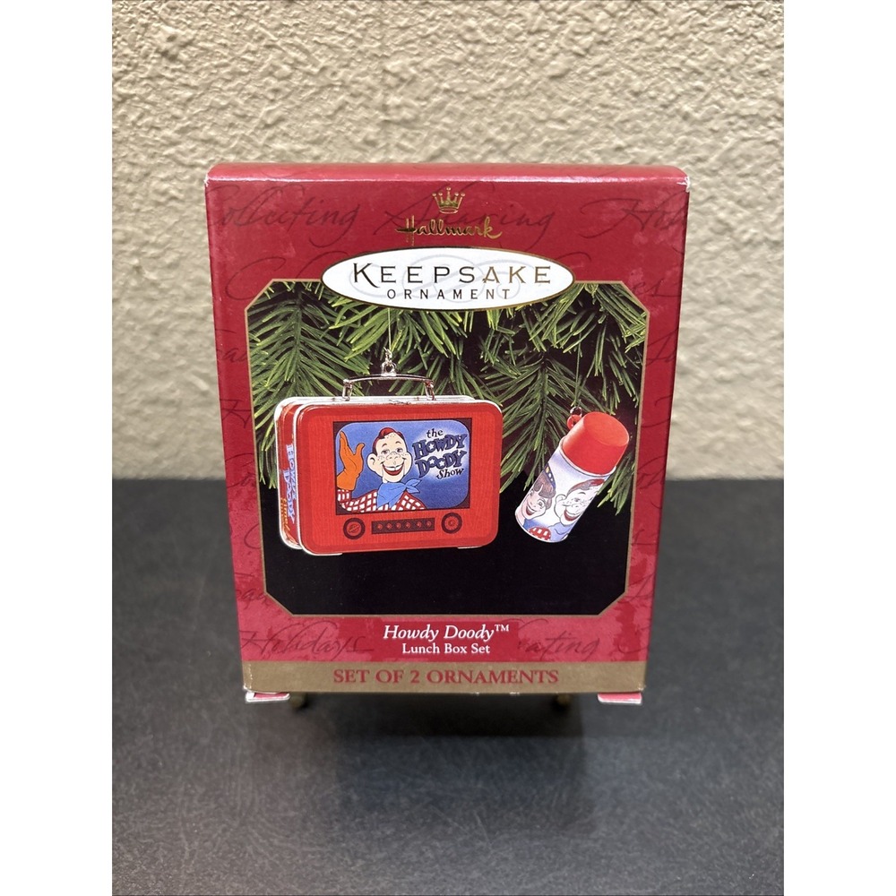 Hallmark Keepsake 1999 Howdy Doody Lunch Box Set‎ of 2 CHRISTMAS ORNAMENT NIB